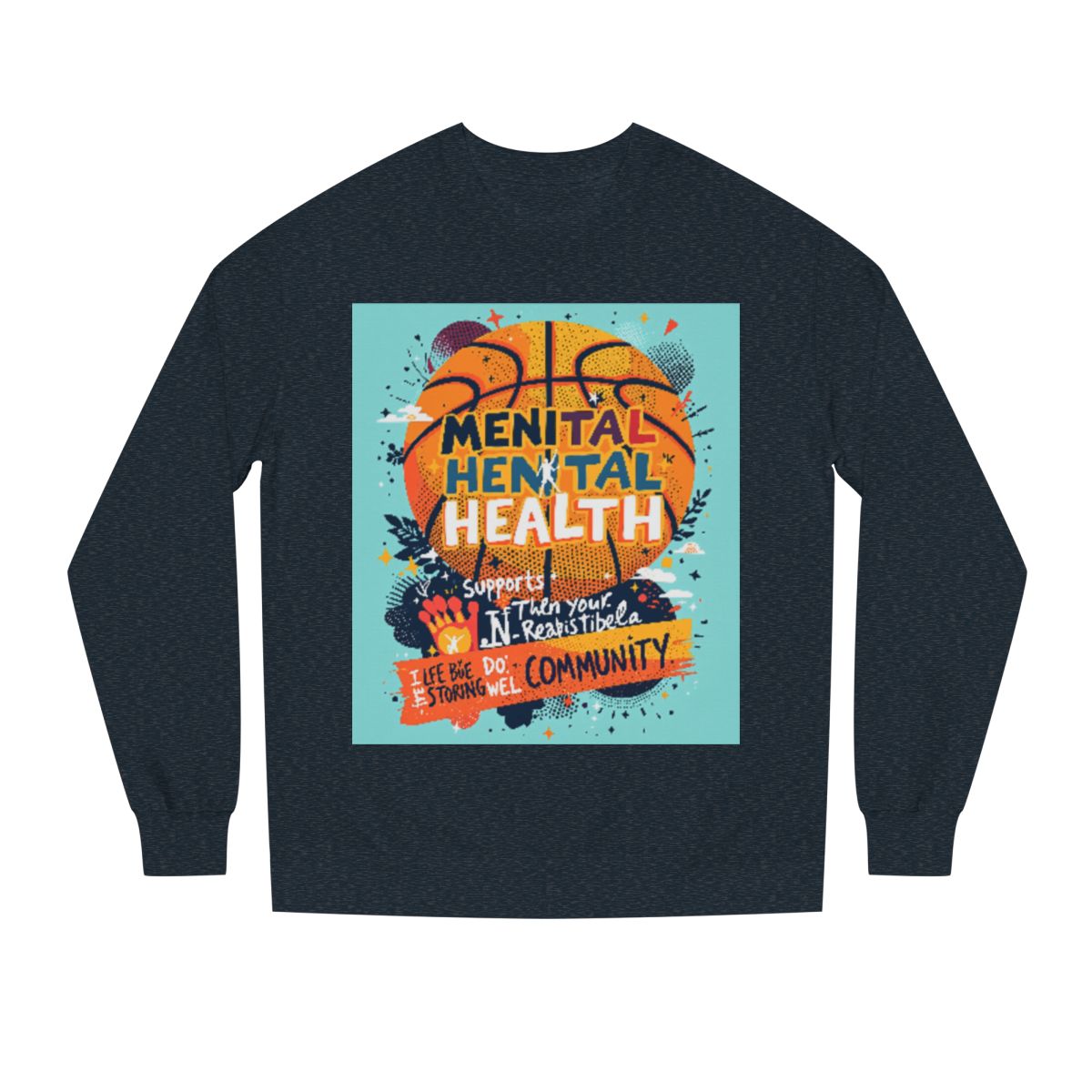 Color: Classic Navy Heather | Size: XS | Product: Basketball Mental Health Awareness Crewneck | Category: Unisex