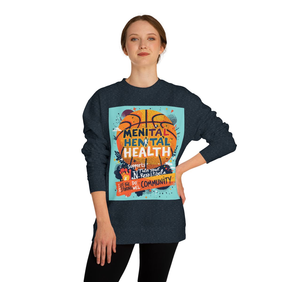 Color: Classic Navy Heather | Size: XS | Product: Basketball Mental Health Awareness Crewneck | Category: Unisex