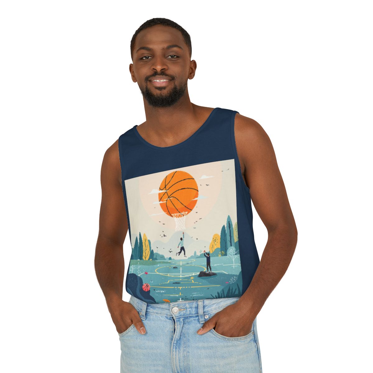 Color: True Navy | Size: S | Product: Basketball Mental Health Conceptual Tanktop | Category: Unisex