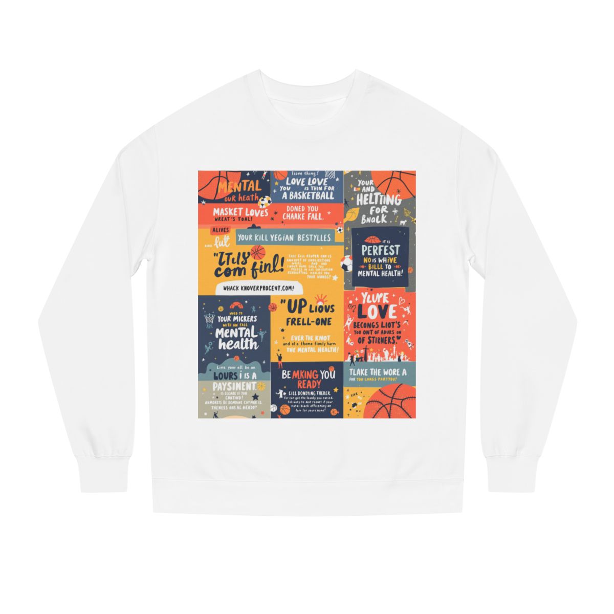 Color: White | Size: XS | Product: Basketball Mental Health Inspirational Crewneck | Category: Unisex
