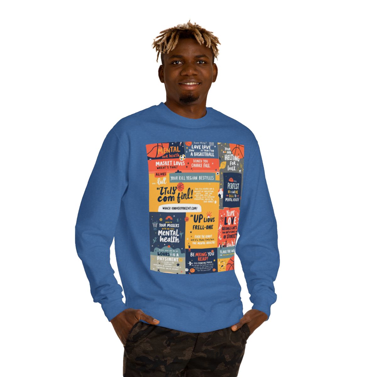 Color: Royal Heather | Size: XS | Product: Basketball Mental Health Inspirational Crewneck | Category: Unisex
