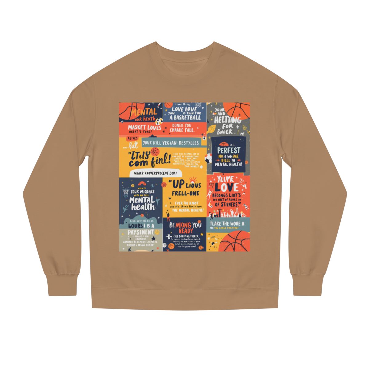 Color: Sandstone | Size: XS | Product: Basketball Mental Health Inspirational Crewneck | Category: Unisex