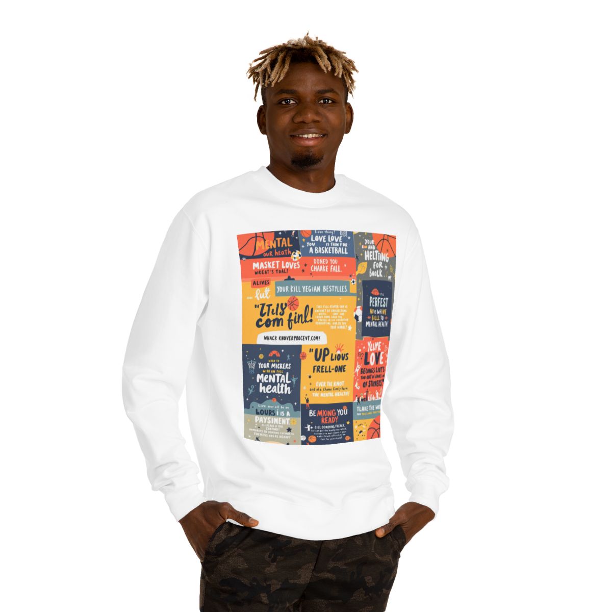 Color: White | Size: XS | Product: Basketball Mental Health Inspirational Crewneck | Category: Unisex