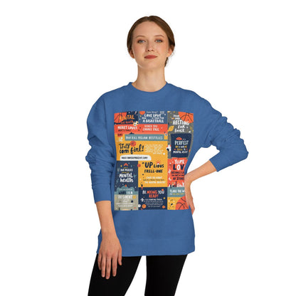 Color: Royal Heather | Size: XS | Product: Basketball Mental Health Inspirational Crewneck | Category: Unisex