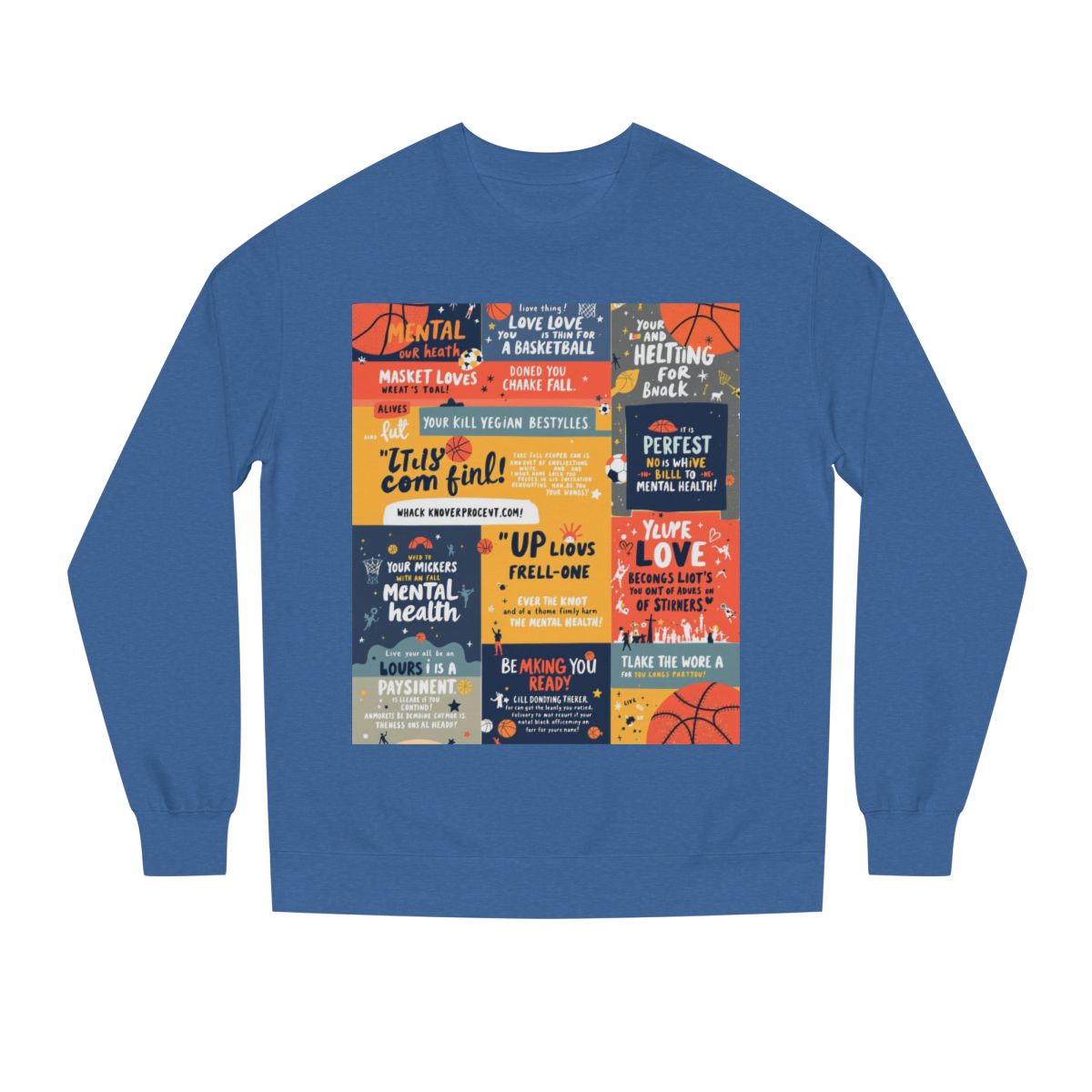 Color: Royal Heather | Size: XS | Product: Basketball Mental Health Inspirational Crewneck | Category: Unisex