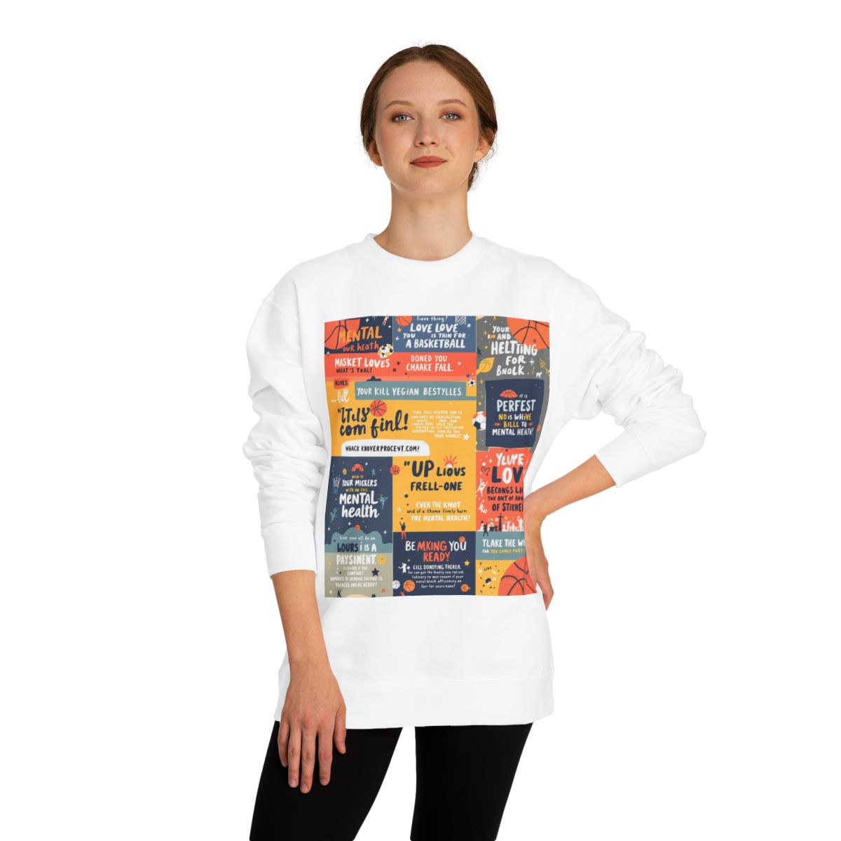 Color: White | Size: XS | Product: Basketball Mental Health Inspirational Crewneck | Category: Unisex