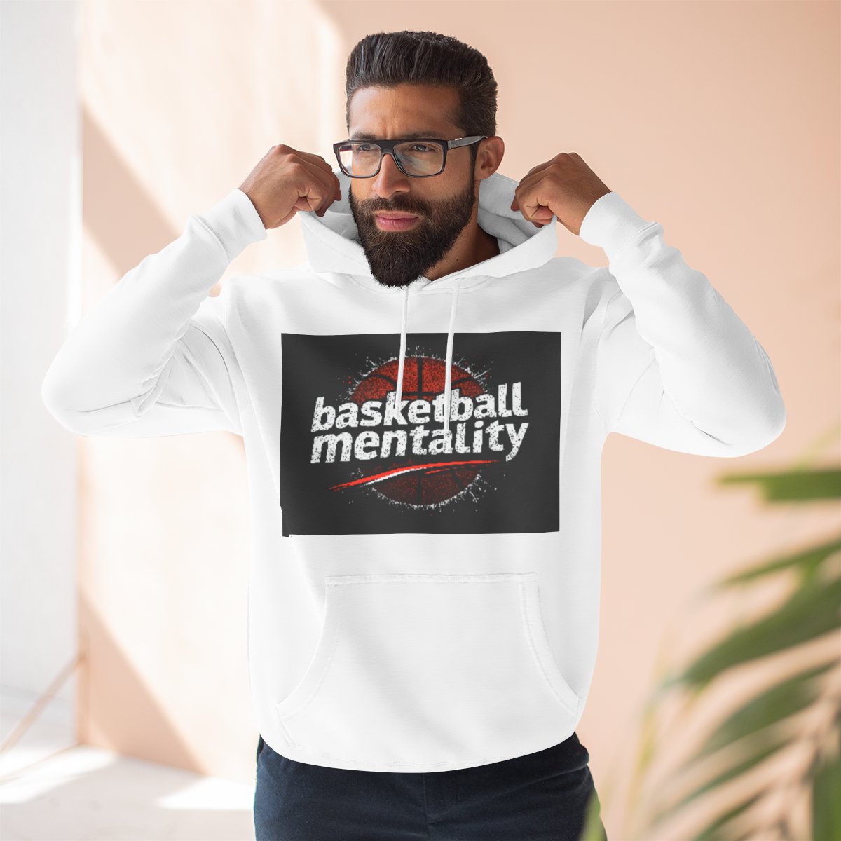 Color: White | Size: S | Product: Basketball Mentality Bold Graphic Hoodie | Category: Unisex