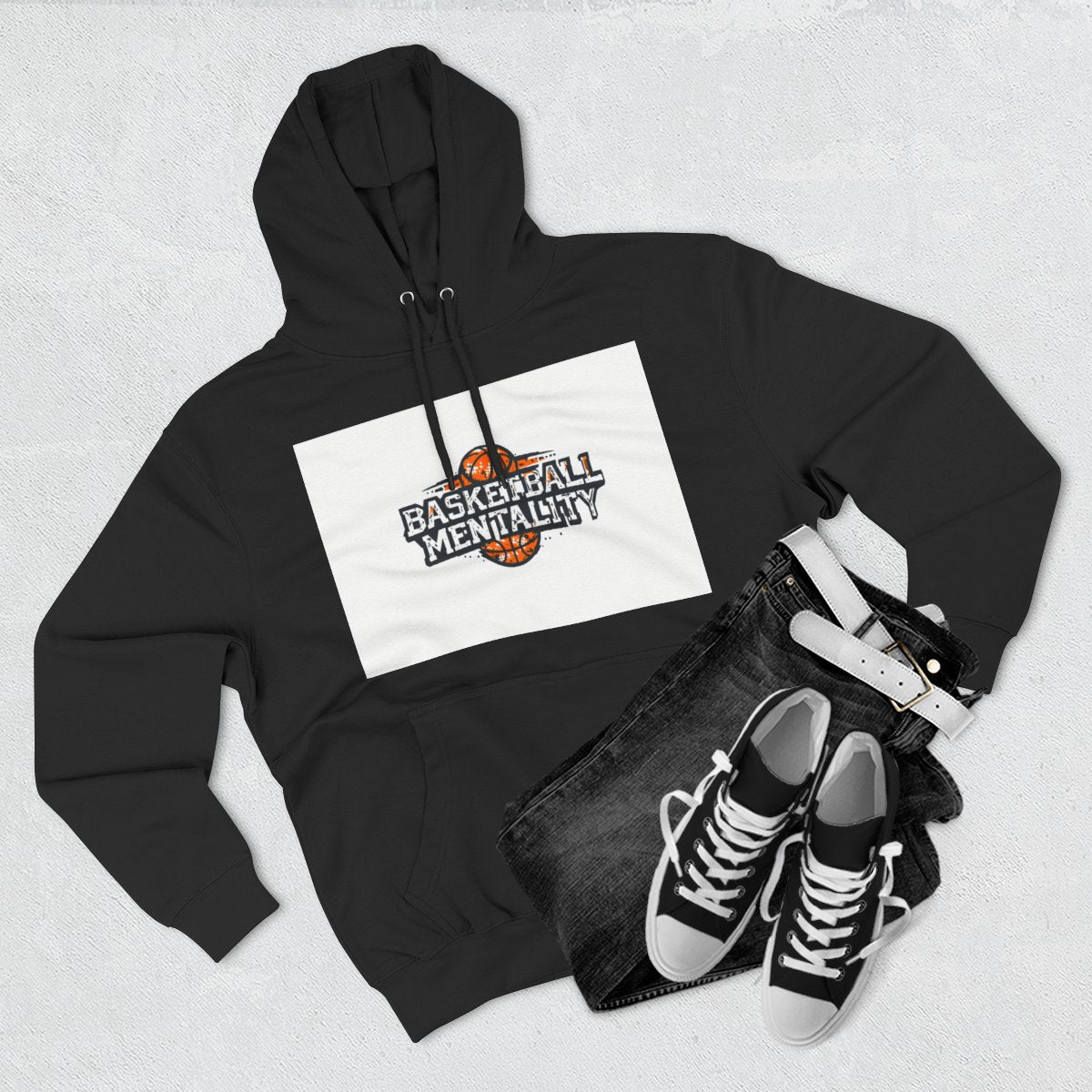 Color: Black | Size: S | Product: Basketball Mentality Typography Hoodie | Category: Unisex