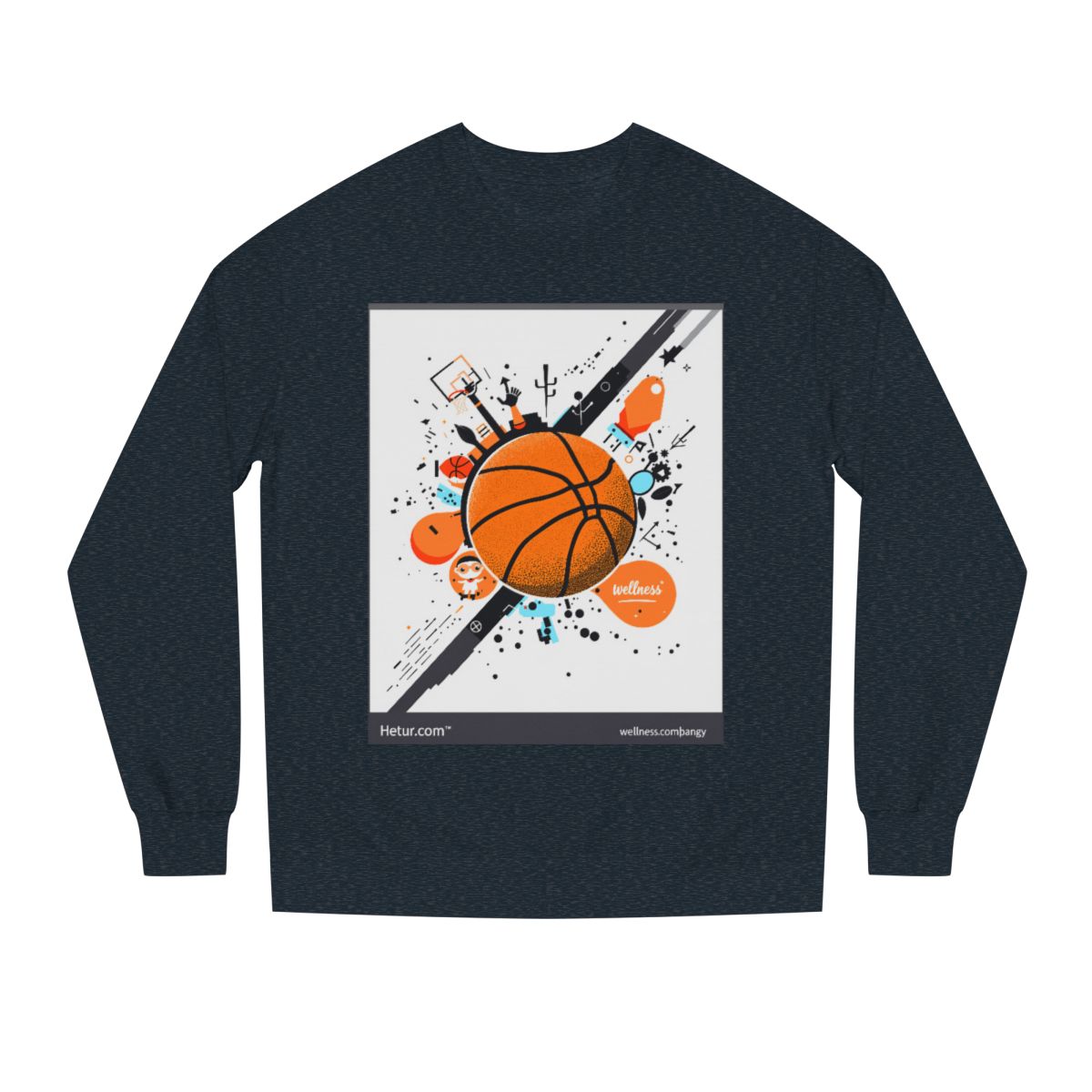 Color: Classic Navy Heather | Size: XS | Product: Basketball Wellness Graphics Crewneck | Category: Unisex