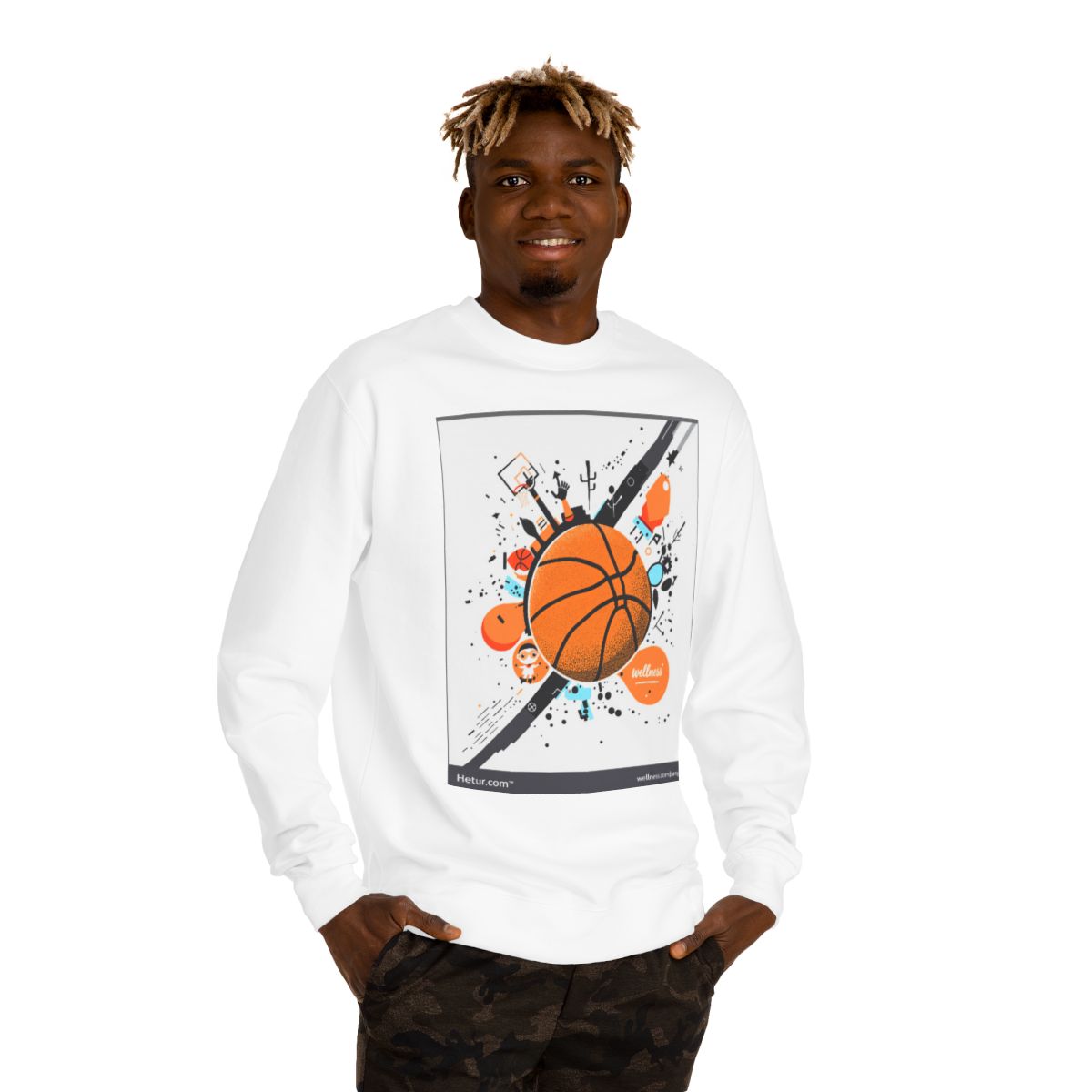 Color: White | Size: XS | Product: Basketball Wellness Graphics Crewneck | Category: Unisex
