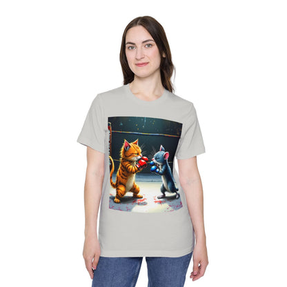 Color: Silver | Size: XS | Product: Cat and Mouse Boxing Fun T-Shirt | Category: Unisex