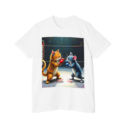 Color: White | Size: XS | Product: Cat and Mouse Boxing Fun T-Shirt | Category: Unisex
