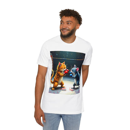 Color: White | Size: XS | Product: Cat and Mouse Boxing Fun T-Shirt | Category: Unisex