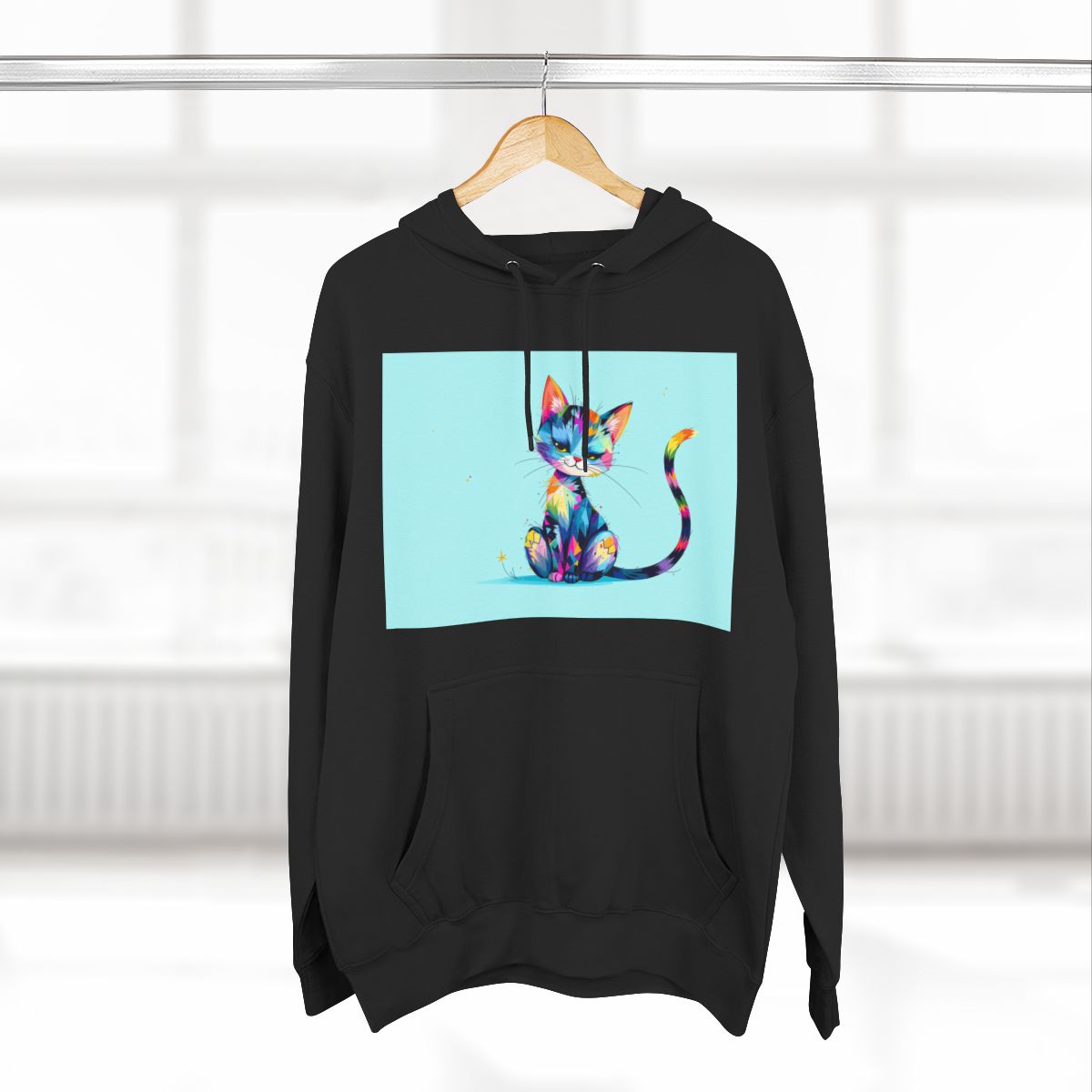 Color: Black | Size: S | Product: Charming Cat Artistic Hoodie | Category: Unisex