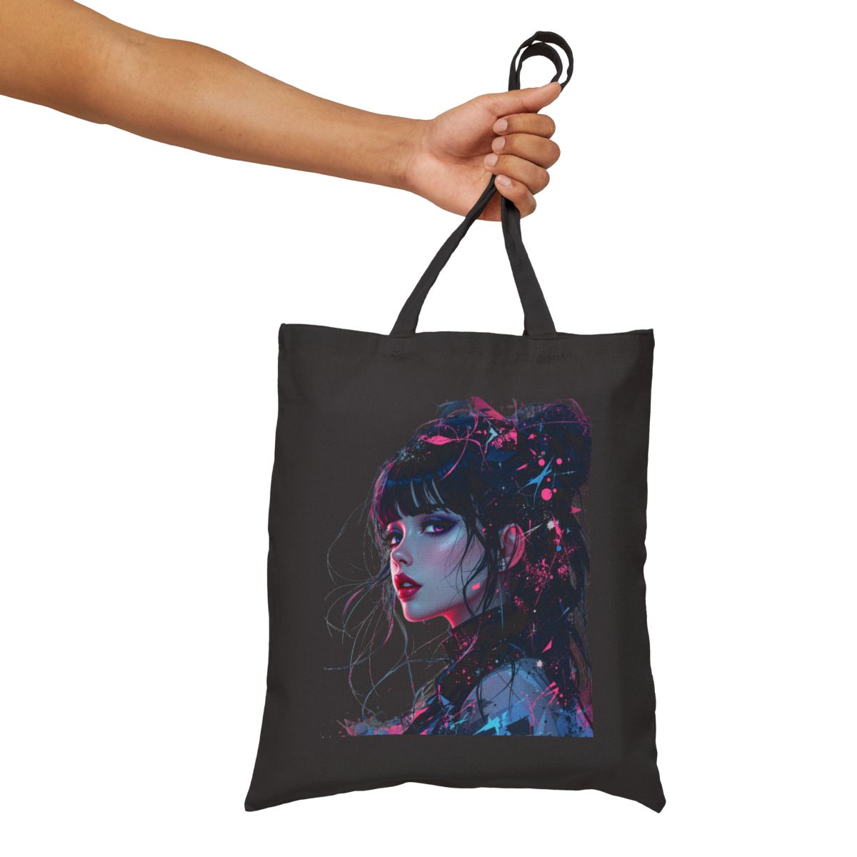 Color: Black | Size: 15" x 16" | Product: Cinematic Artistic Girly Art Tote Bag | Category: Unisex