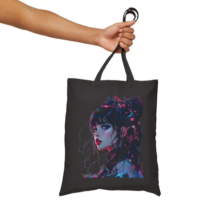 Color: Black | Size: 15" x 16" | Product: Cinematic Artistic Girly Art Tote Bag | Category: Unisex
