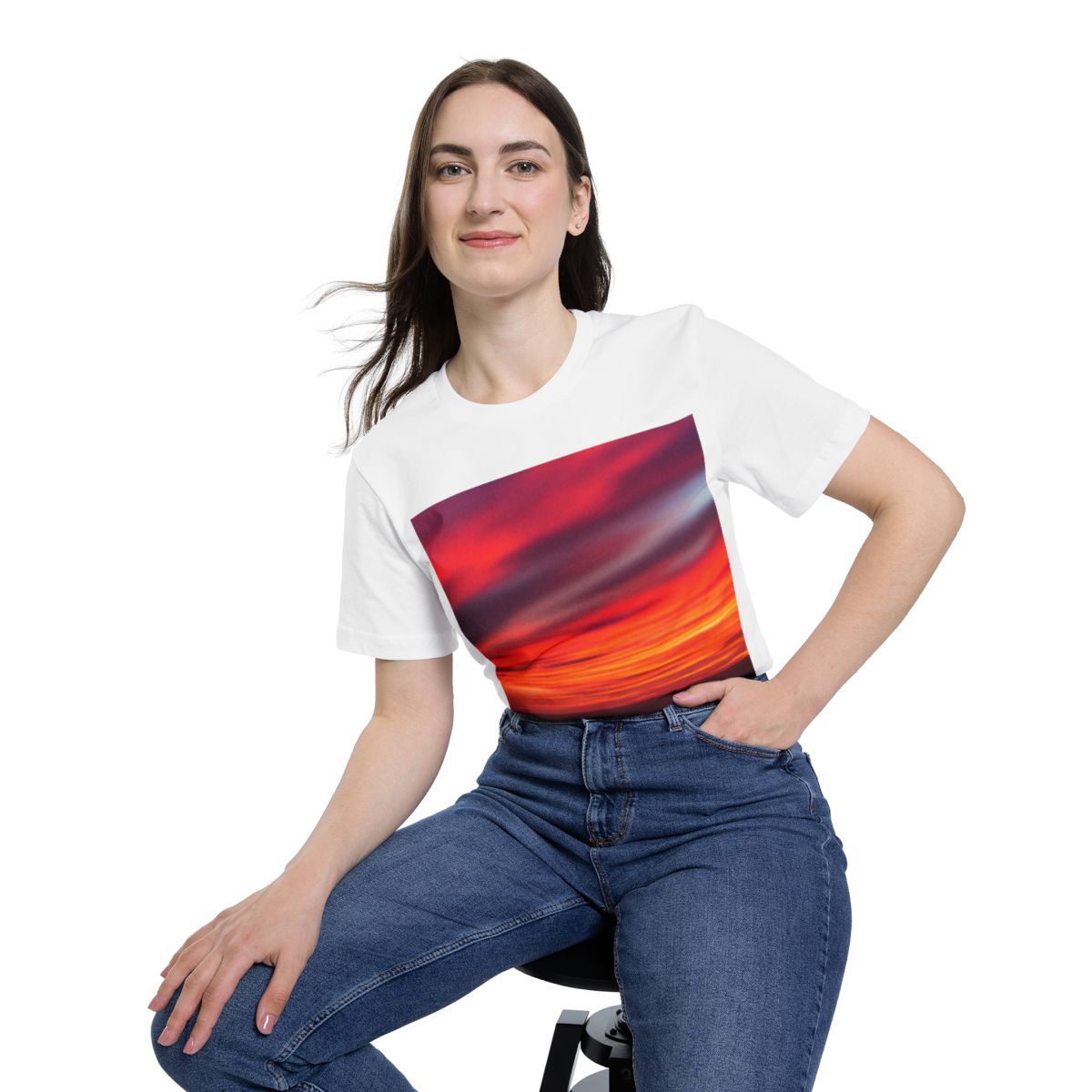 Color: White | Size: XS | Product: Colorful Sunset Vibrant T-Shirt | Category: Unisex