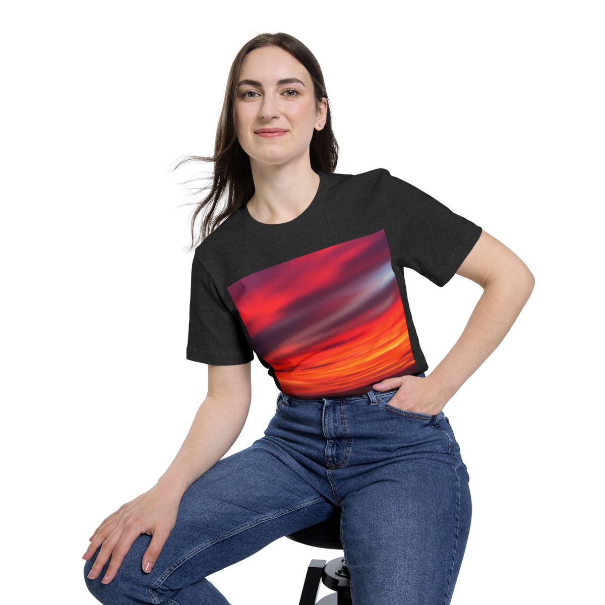 Color: Dark Grey Heather | Size: XS | Product: Colorful Sunset Vibrant T-Shirt | Category: Unisex