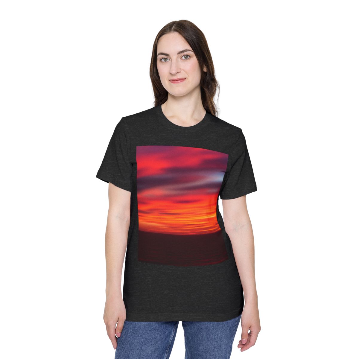 Color: Dark Grey Heather | Size: XS | Product: Colorful Sunset Vibrant T-Shirt | Category: Unisex