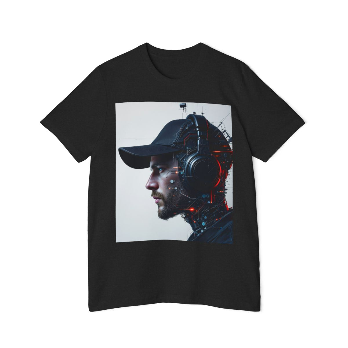 Color: Solid Black Blend | Size: XS | Product: Cybernetic Portrait Abstract T-Shirt | Category: Unisex