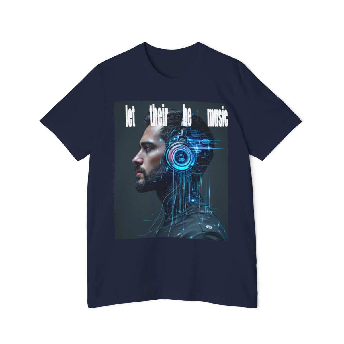 Color: Navy | Size: XS | Product: Cyberpunk Headphones Fusion T-Shirt | Category: Unisex