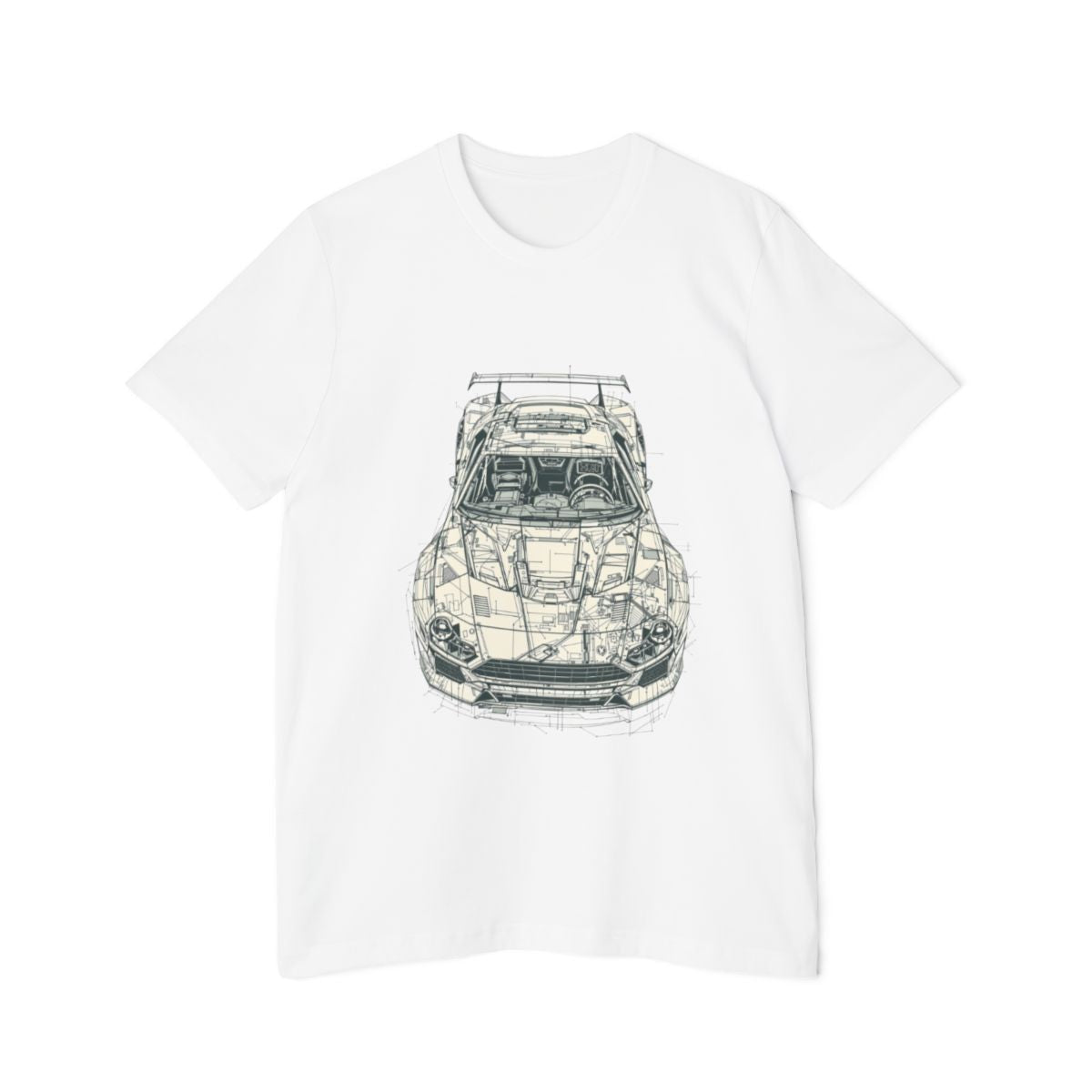 Color: White | Size: XS | Product: Detailed Car Illustration T-Shirt | Category: Unisex