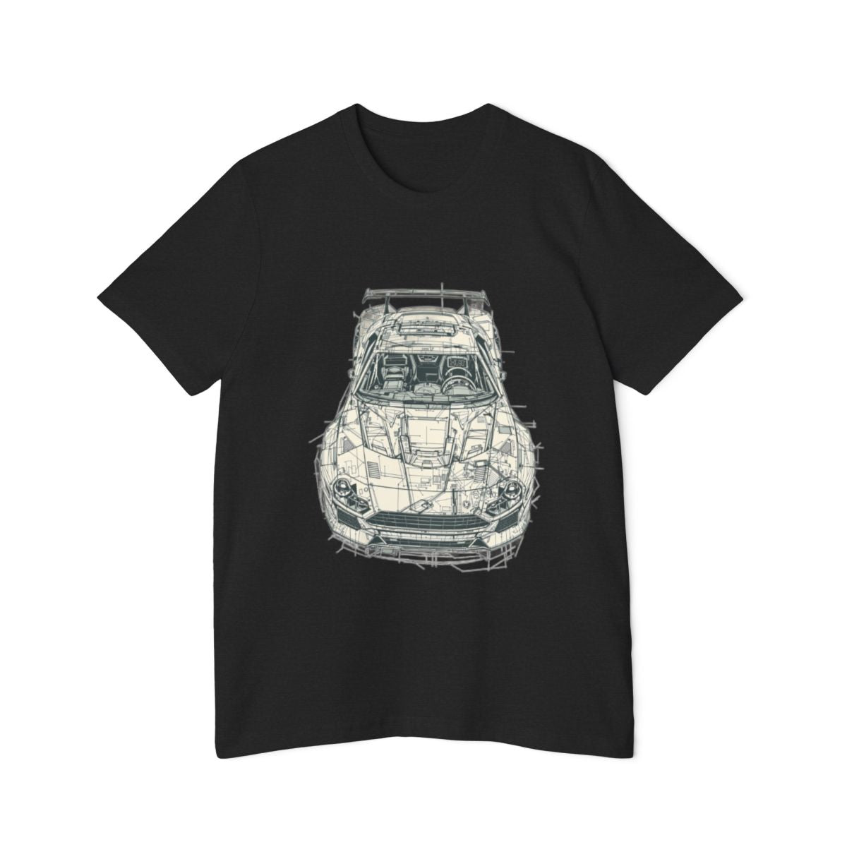 Color: Solid Black Blend | Size: XS | Product: Detailed Car Illustration T-Shirt | Category: Unisex