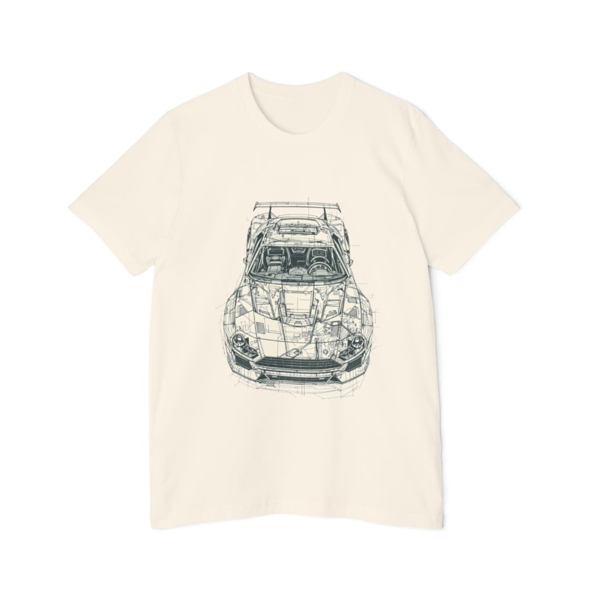 Color: Natural | Size: XS | Product: Detailed Car Illustration T-Shirt | Category: Unisex