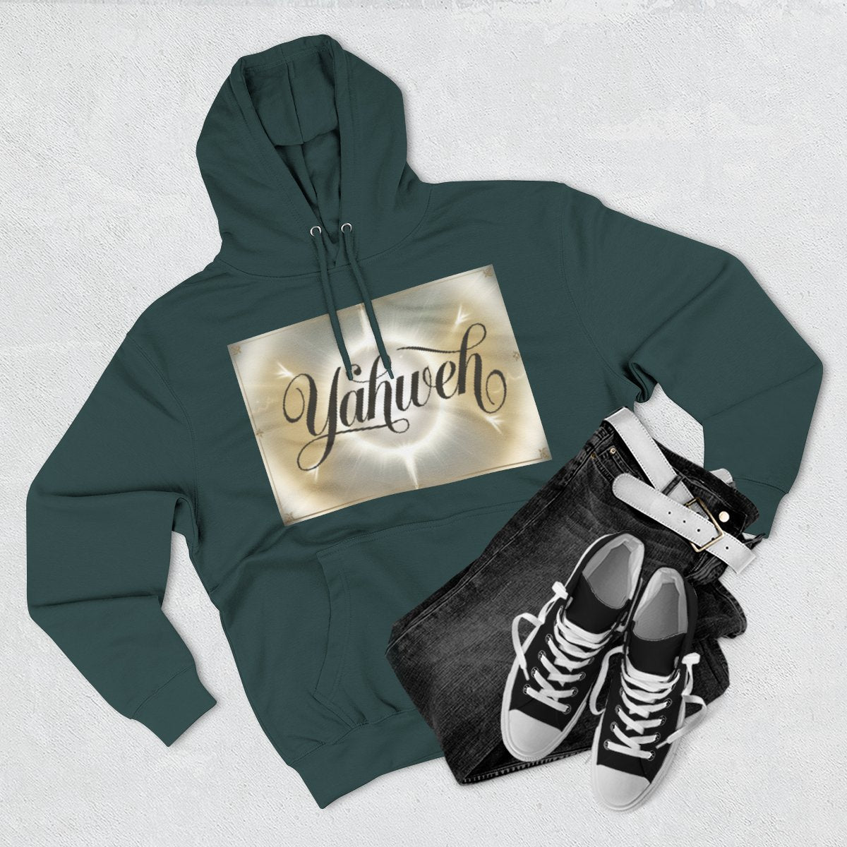 Color: Sports Green | Size: S | Product: Divine Yahweh Typography Hoodie | Category: Unisex