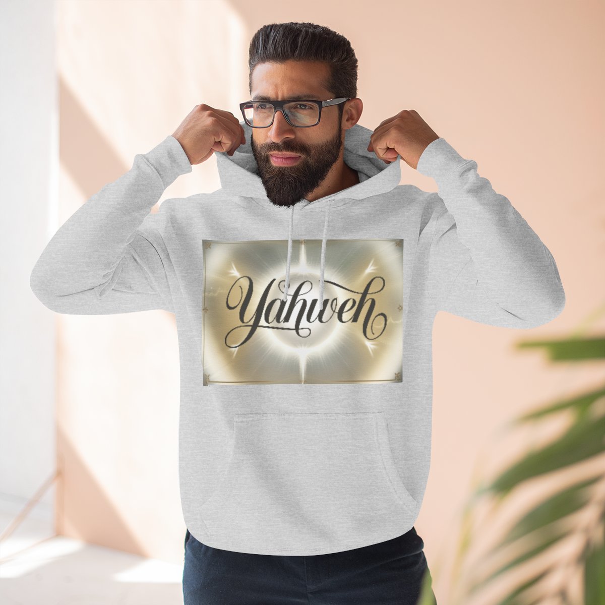 Color: Heather Grey | Size: S | Product: Divine Yahweh Typography Hoodie | Category: Unisex