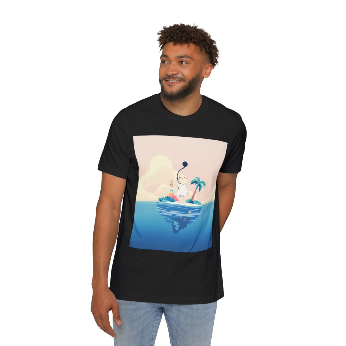 Color: Solid Black Blend | Size: XS | Product: Dreamy Minimalist Floating Island T-Shirt | Category: Unisex