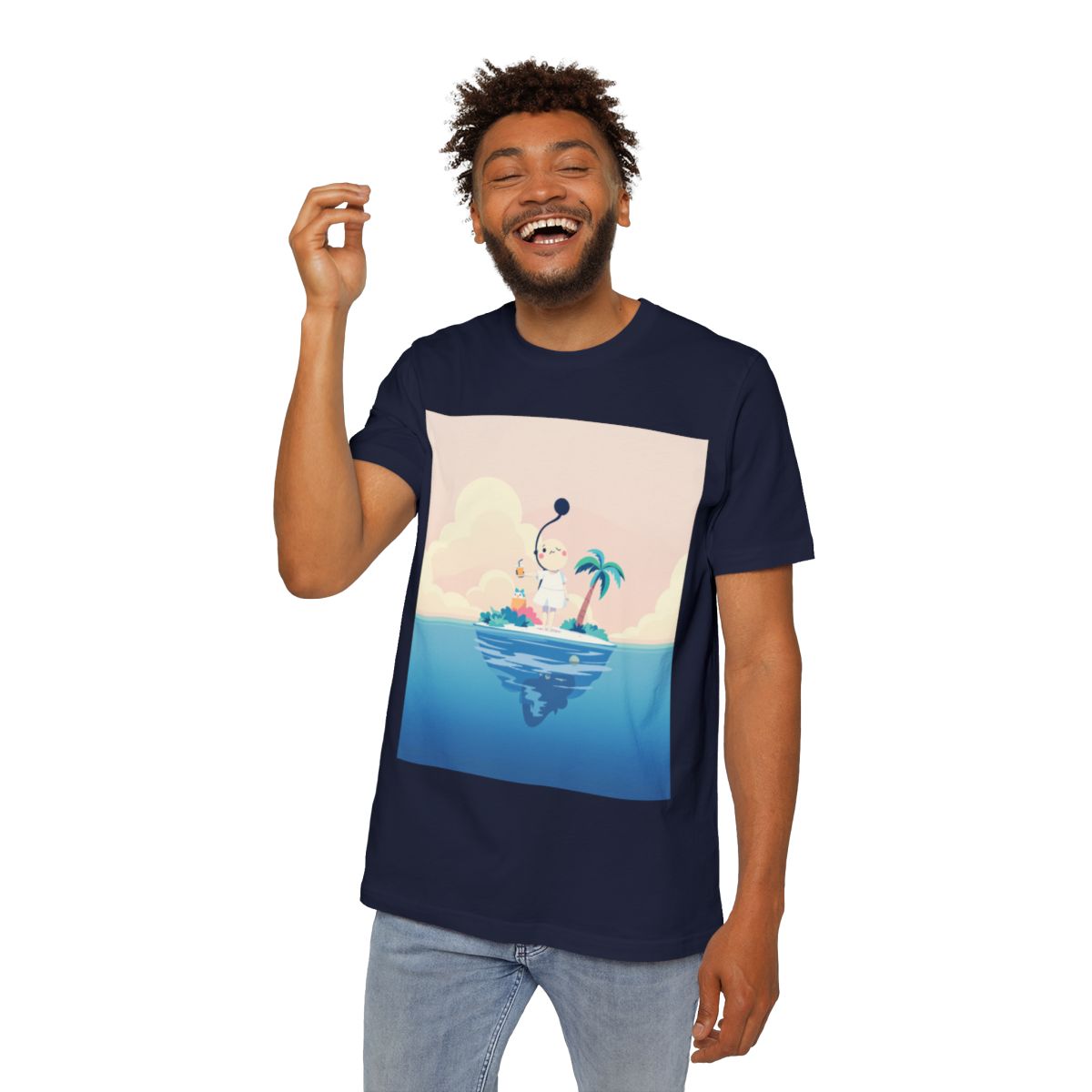 Color: Navy | Size: XS | Product: Dreamy Minimalist Floating Island T-Shirt | Category: Unisex