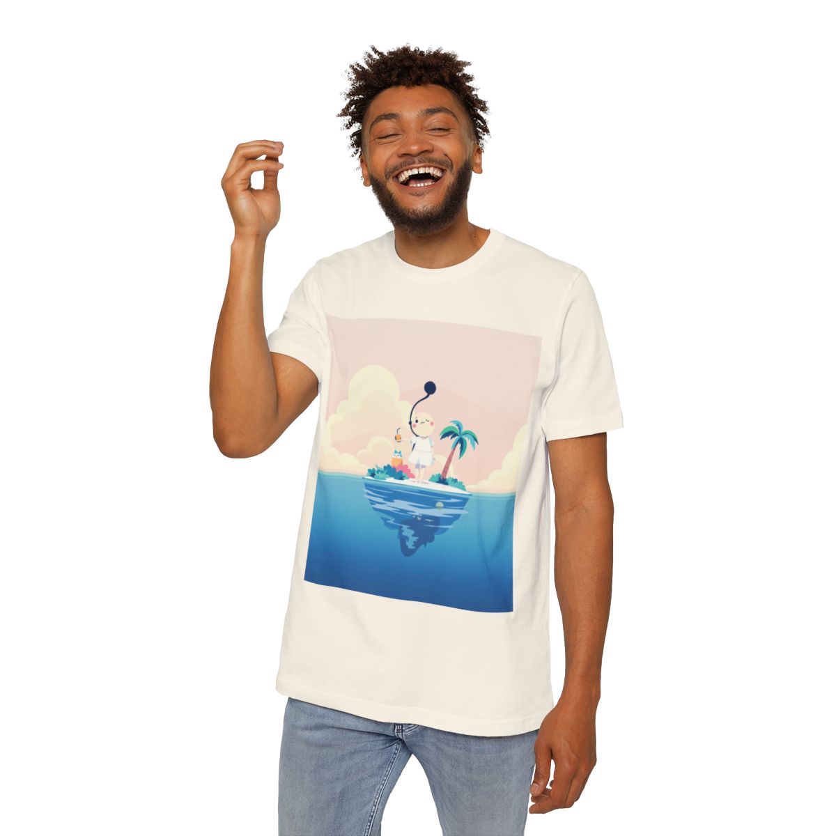 Color: Natural | Size: XS | Product: Dreamy Minimalist Floating Island T-Shirt | Category: Unisex