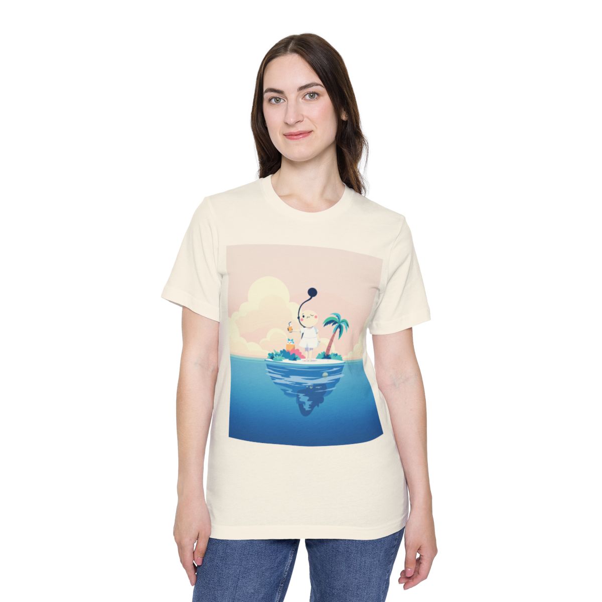 Color: Natural | Size: XS | Product: Dreamy Minimalist Floating Island T-Shirt | Category: Unisex