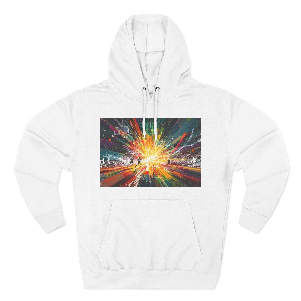 Color: White | Size: S | Product: Dynamic Basketball Game Scene Hoodie | Category: Unisex