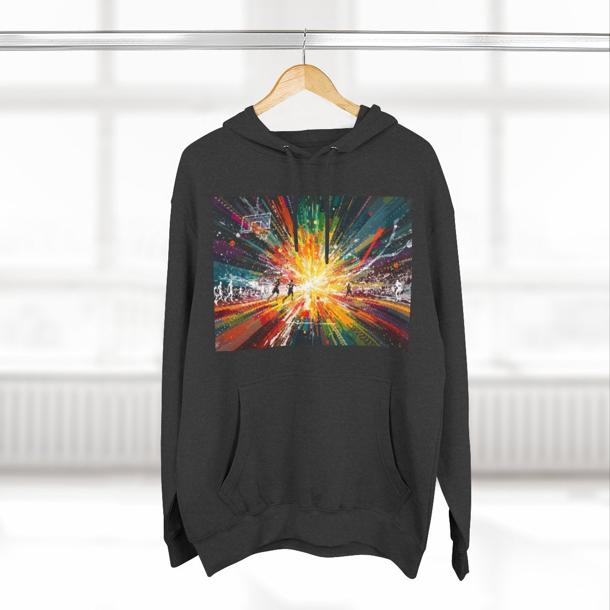Color: Charcoal Heather | Size: S | Product: Dynamic Basketball Game Scene Hoodie | Category: Unisex