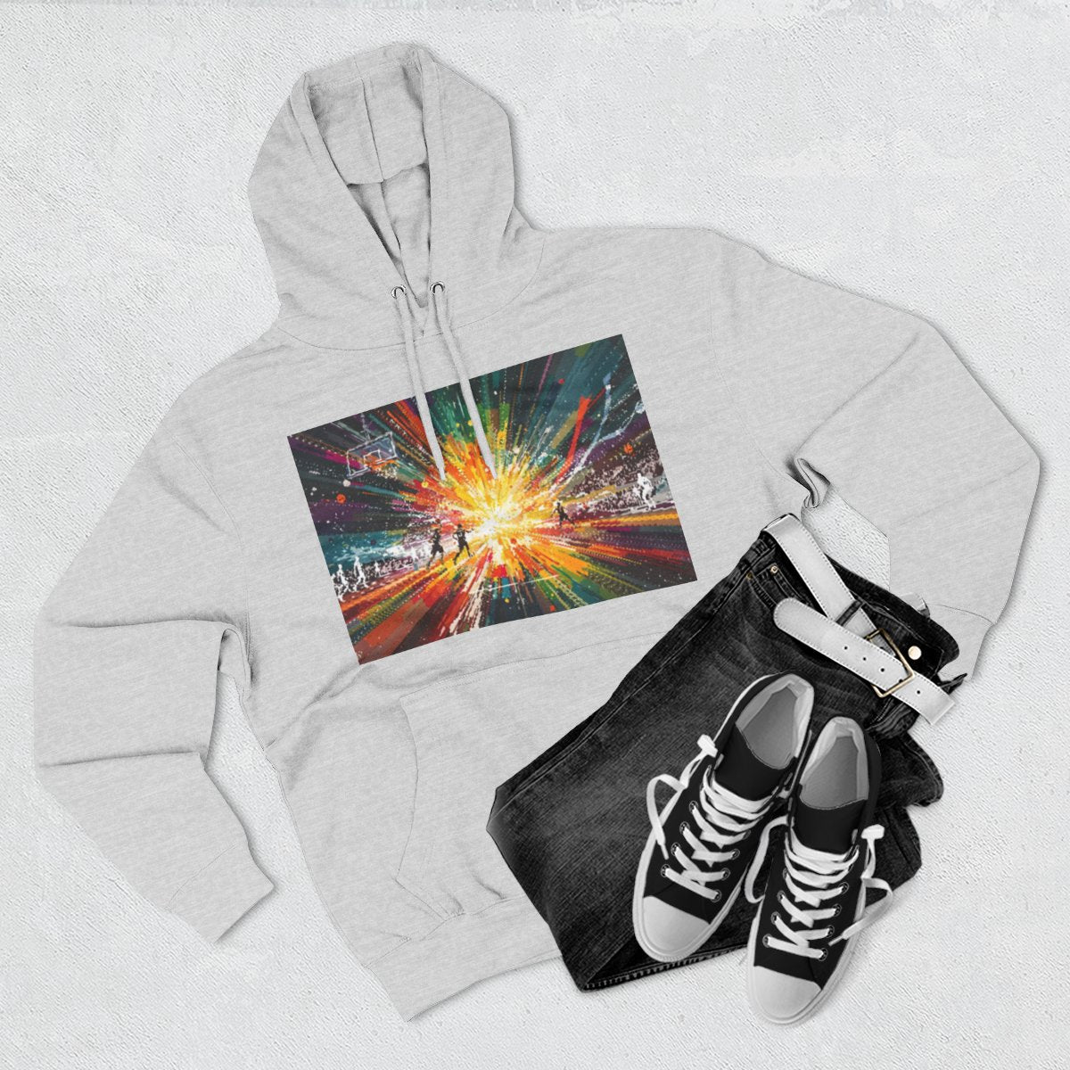 Color: Heather Grey | Size: S | Product: Dynamic Basketball Game Scene Hoodie | Category: Unisex
