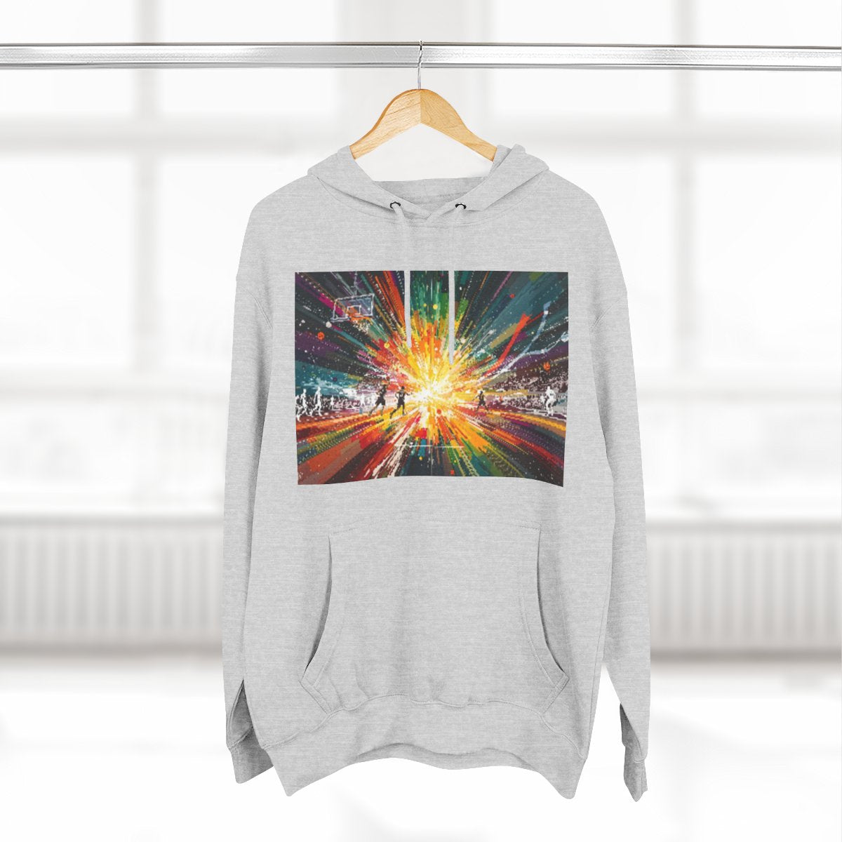 Color: Heather Grey | Size: S | Product: Dynamic Basketball Game Scene Hoodie | Category: Unisex
