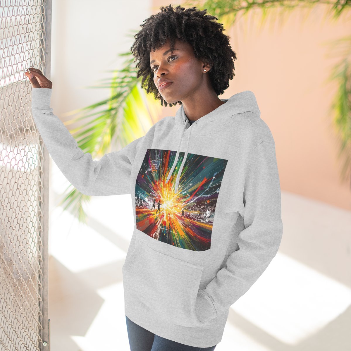 Color: Heather Grey | Size: S | Product: Dynamic Basketball Game Scene Hoodie | Category: Unisex