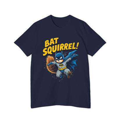 Color: Navy | dynamic-batman-and-squirrel-fusion-retro-t-shirt