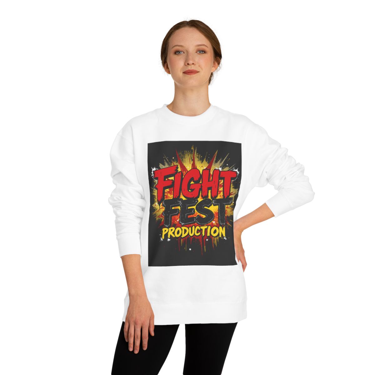 Color: White | Size: XS | Product: Fight Fest Music-Inspired Bold Crewneck | Category: Unisex