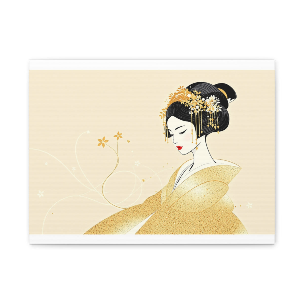 Size: 16″ x 12″ (Horizontal) | Geisha Minimalist Flat Aesthetic Canvas