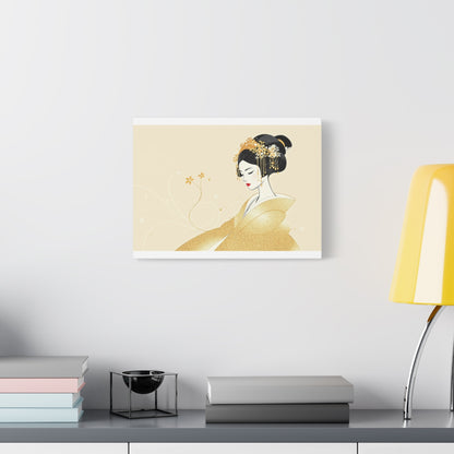 Size: 16″ x 12″ (Horizontal) | Geisha Minimalist Flat Aesthetic Canvas