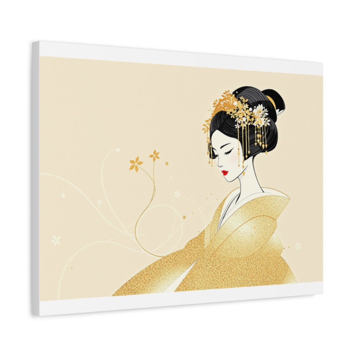 Size: 24″ x 18″ (Horizontal) | Geisha Minimalist Flat Aesthetic Canvas