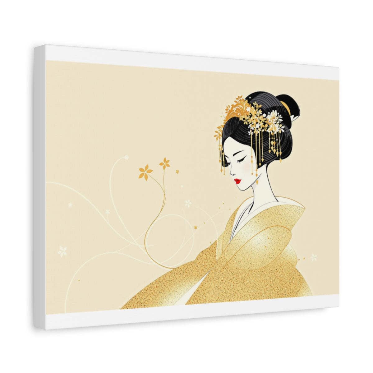 Size: 16″ x 12″ (Horizontal) | Geisha Minimalist Flat Aesthetic Canvas