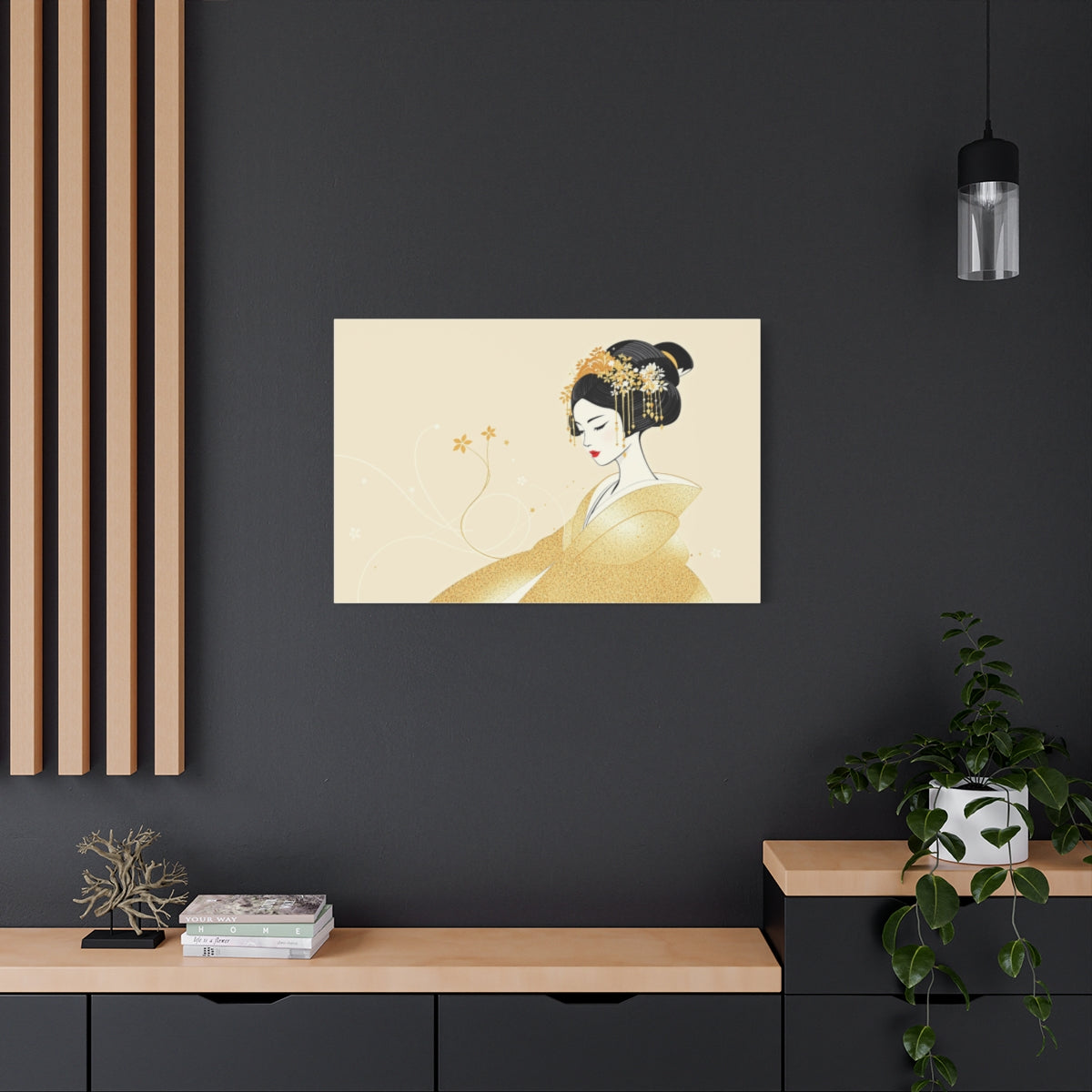 Size: 36″ x 24″ (Horizontal) | Geisha Minimalist Flat Aesthetic Canvas