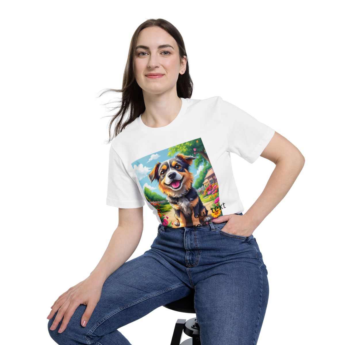 Color: White | Size: XS | Product: Happy Dog Cartoon T-Shirt | Category: Unisex