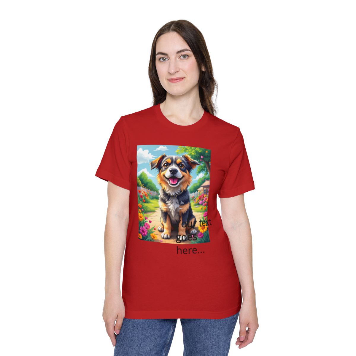 Color: Red | Size: XS | Product: Happy Dog Cartoon T-Shirt | Category: Unisex