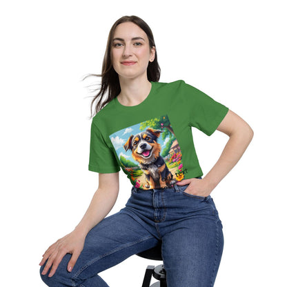 Color: Leaf | Size: XS | Product: Happy Dog Cartoon T-Shirt | Category: Unisex