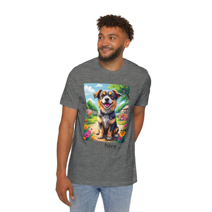 Color: Deep Heather | Size: XS | Product: Happy Dog Cartoon T-Shirt | Category: Unisex